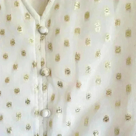 NSR NICOLA METALLIC DOT MIDI DRESS IN IVORY size large - Picture 7 of 14